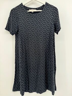 Loft Black White Swing Polka Dot T‎ Shirt Dress XS